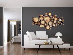 Obraz - Drewno w śniegu (125x70 cm)