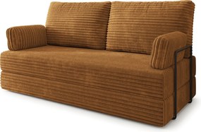 Masseno Sofa piankowa SILAR z funkcją spania, Kanapa z pianki do salonu, Bezmontażowa, Tkanina sztruksowa – Miedziany TILIA 56