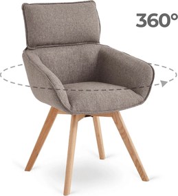 Krzesło Tapicerowane Obrotowe DIAS Brązowe Nowoczesne