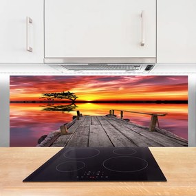 Panel Szklany Drewniane Molo Nad Jeziorem