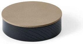 Czarno-brązowy drewniany/ze skóry ekologicznej pojemnik dekoracyjny z pokrywką ø 11x3,5 cm Circle Nupo – LIND DNA