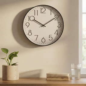 Zegar ścienny z czarną ramą, Ø 50 cm