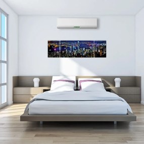 Obraz drapaczy chmur w nocy (170x50 cm)