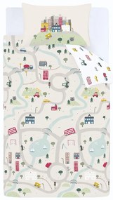 Biało-beżowa bawełniana pościel dziecięca jednoosobowa 135x200 cm Transport – Bianca