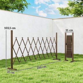 Outsunny Siatka harmonijkowa rozsuwana 31-250cm, ogrodzenie, ogród, aluminium, brąz | Aosom PL