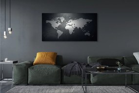 Obraz na płótnie Biała Mapa na Czarnym Tle