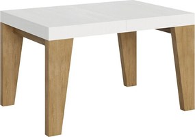 Stół rozkładany 90x130/234 cm Naxy Mix Blat jesion biały - Nogi z naturalnego dębu