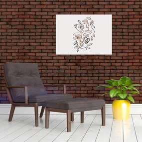Obraz na szkle - Makijaż twarzy ze sztuką linii (70x50 cm)