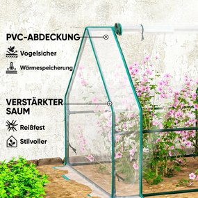 Outsunny Szklarnia z drzwiami na zamek błyskawiczny, mrozoodporna foliowa szklarnia ze stali 360 x 90 x 90 cm Przezroczysta | Aosom PL