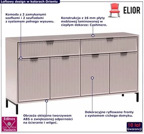 Beżowa komoda z lamelowym frontem - Indra 3X