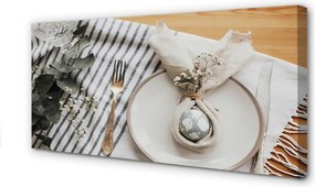 Duży obraz na płótnie Talerz z Kwiatami i Jajkiem