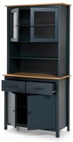 Ciemnoniebieska witryna z litego drewna sosnowego 90x180 cm Miranda – Marckeric