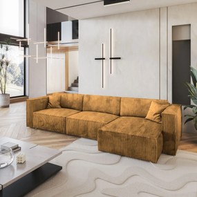 Masseno Narożnik TOLMO z funkcją spania i pojemnikiem na pościel Narozniki L, Rozkładana sofa - Żółty, POSO 01