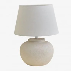 Lampa Stołowa Kenaris Z Ceramiki I Lnu Gardenia Biel & ↑40 Cm - Sklum