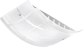 Mała lampa sufitowa Nereide 35x25 cm z białego szkła satynowego z sitodrukiem 2XE27, chromowana podstawa, nowoczesny design, IP20, maks. 2x42 W