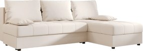 Rozkładana narożna sofa VENORIA SLIM 200x143 cm, kremowa, uniwersalna + 2 poduszki GRATIS