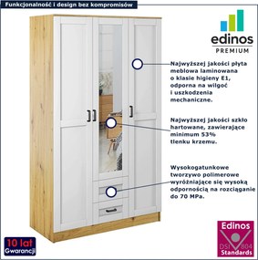 Skandynawska szafa z lustrem dąb artisan + biały C8-C60