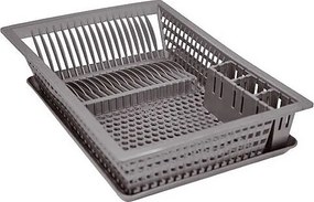 Suszarka do Naczyń 18 Sztućców Szary Marmurkowy Aluminium i Tworzywo sztuczne 49x36