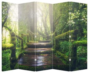 Parawan - Drewniane schody w lesie (210x170 cm)