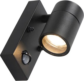 Lampa ścienna zewnętrzna czarna z czujnikiem ruchu IP44 - Solo