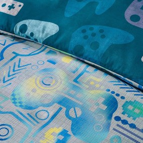 Niebiesko-szara pościel dziecięca dwuosobowa z mikrowłókna 200x200 cm Gamer – Catherine Lansfield