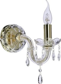 Maria Teresa Gold Crystal –pojedynczy złoty kinkiet kryształowy glamour do salonu i sypialni
