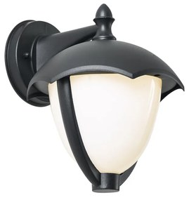 Zewnetrzna Inteligentna zewnętrzna lampa ścienna czarna z opalowym szkłem, w tym LED IP54 - Classica klasyczny/Antyczny Oswietlenie zewnetrzne