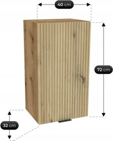 Zestaw Mebli Kuchennych MODERN 170 cm Dąb Artisan/Szary Połysk Ryflowany Nowoczesny