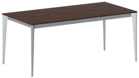 Stół konferencyjny do biura PRIMO ACTION, 180x90 cm, szaro-srebrna podstawa, orzech