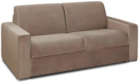 Kanapa 2-osobowa z ekspresowym mechanizmem rozkładania z weluru CALITO - Beżowy - Wymiary miejsca do spania: 120 cm - Materac 16 cm z pamięcią kształtu