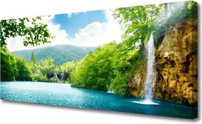 Duży obraz na płótnie Wodospad nad Ukrytym Jeziorem