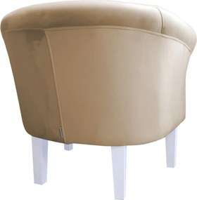 Fotel Milo tkanina Welur wygodny fotel tapicerowany do salonu i sypialni : Kolor nogi - Biała, Kolor tkaniny - VELVET - MG06, Wysokość nogi - 20 cm
