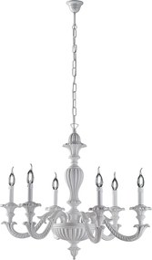 Leonardo Shabby Biały Drewniany Żyrandol 6 Świateł 130 Ø74 BL180-6-BCO