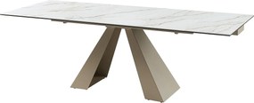 Rozkładany stół jadalniany 6-10-osobowy z ceramiki i metalu – imitacja marmuru biały i beżowy – LOZIPA marki Pascal Morabito