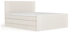 Beżowe łóżko kontynentalne ze schowkiem 200x200 cm Bergamo – Maison de Rêve