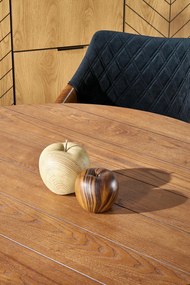 Stół okrągły z MDF-u kolor orzech, czarne nogi średnica 105/75 cm BARRY