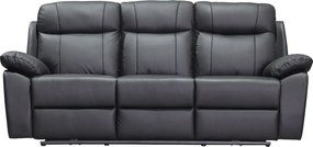 Kanapa 3-osobowa z elektryczną funkcją relaks ze skóry w kolorze czarnym VIPINO