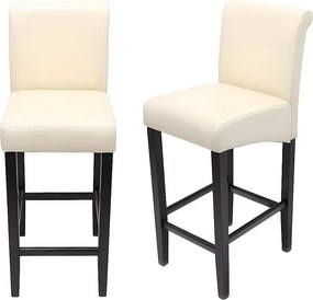 Stołek barowy MCW-C33 (zestaw 2 szt.),  kremowy, ciemne nogi, skóra