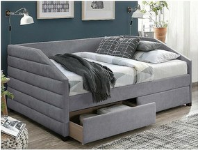 Łóżko tapicerowane NADIA VELVET 120x200 szare z szufladami