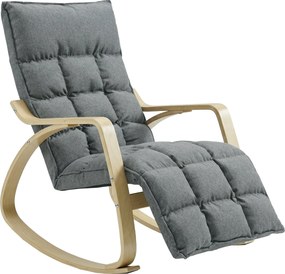 HOMCOM Fotel bujany z regulowanym podnóżkiem, fotel relaksacyjny, szary | Aosom PL