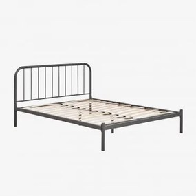 Żelazne Łóżko Asteri Grafitowa Szarość & 160 X 200 Cm - Sklum