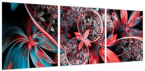 Abstrakcyjny obraz egzotycznych kwiatów (z zegarem) (90x30 cm)