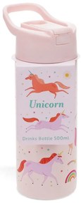 Jasnoróżowa butelka dla dzieci ze stali nierdzewnej 500 ml Unicorn – Rex London