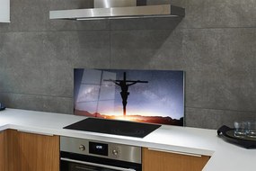 Szklany Panel Ukrzyżowany Jezus na tle Nieba