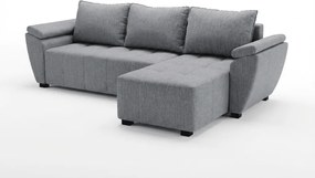 Rozkładana narożna sofa LIVARO 251x140 cm, jasnoszara, uniwersalna