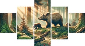 Obraz - Niedźwiedzie w lesie (125x70 cm)