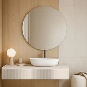 Lustro okrągłe wiszące bezramowe oszlifowane bez oświetlenia MOON | Różne rozmiary | Różne kolory szkła : Kolor - Srebro, Średnica - 80 cm