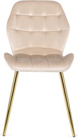 Krzesło Tapicerowane do Jadalni LUCKY Kremowe Welurowe Nowoczesne Glamour