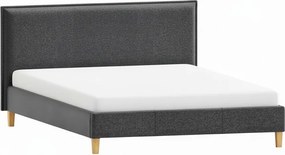 Ciemnoszare tapicerowane łóżko dwuosobowe ze stelażem 200x200 cm Tina – Ropez