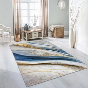 Niebieski dywan odpowiedni do prania 80x150 cm Golden Spill – Mila Home